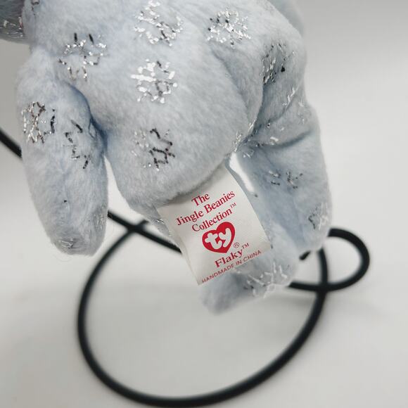 Ty Jingle Beanies Flaky Beanie Babies Plush Ornament Christmas Bear W/ Tag - Picture 3 of 4